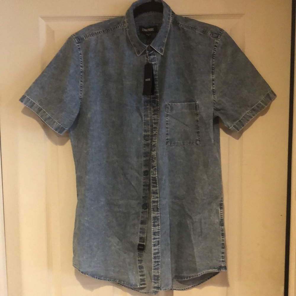Zanerobe blue acid denim shirt size Medium